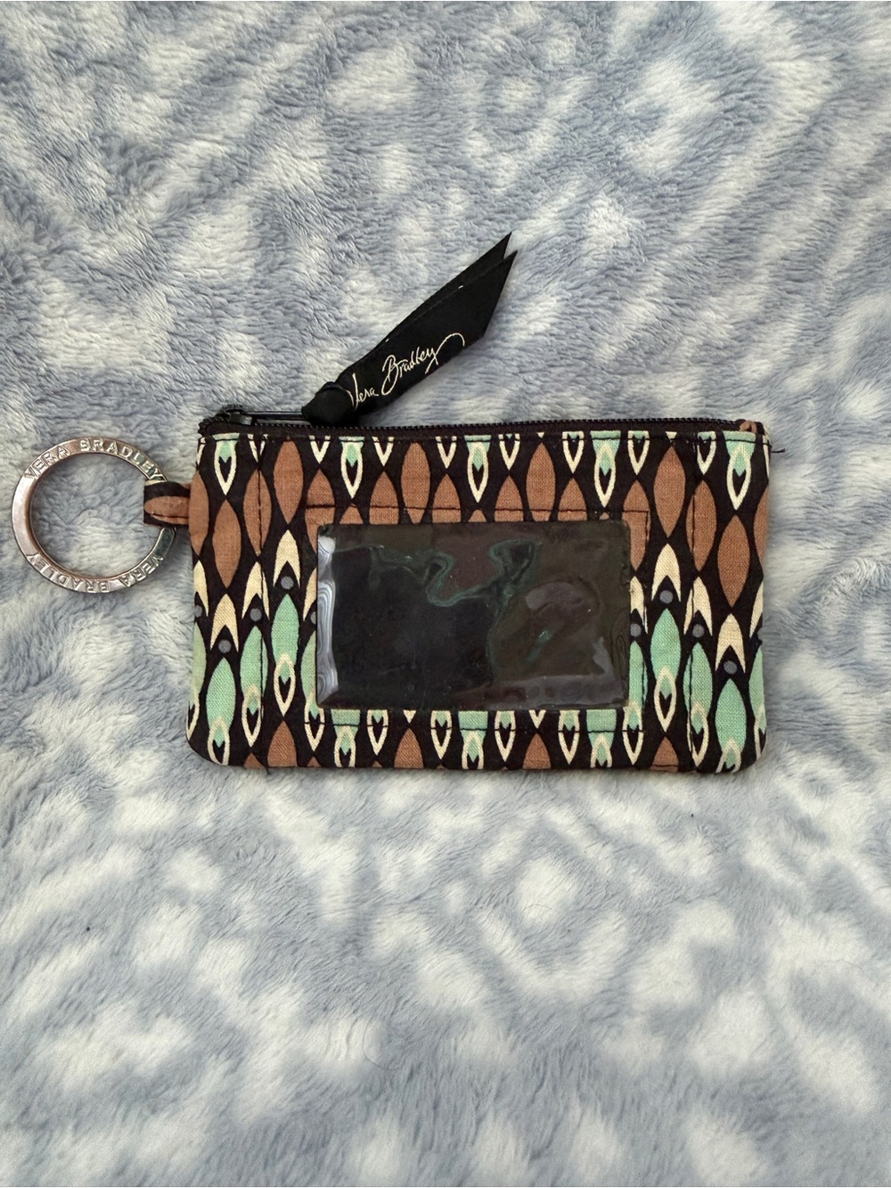 Vera Bradley Brown & Mint Patterned ID Key Card Holder